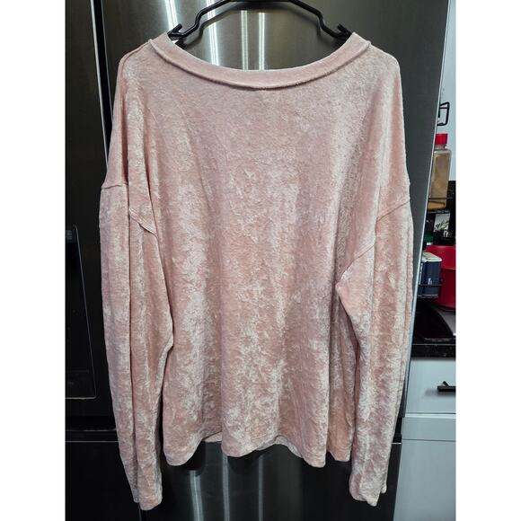 Pink Crushed Velvet Long Sleeve - We the Free - L - Picture 2 of 3